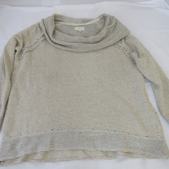 Lucky Brand Tan/Taupe Cowl Neck Loose Knit Sweater Sz L - Picture 6 of 10